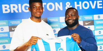 Owusu (left) and his agent Papa Agyemang