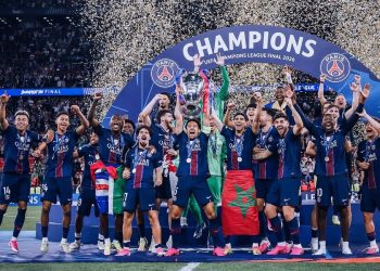 PSG players after UEFA CL final win
