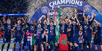 PSG players after UEFA CL final win