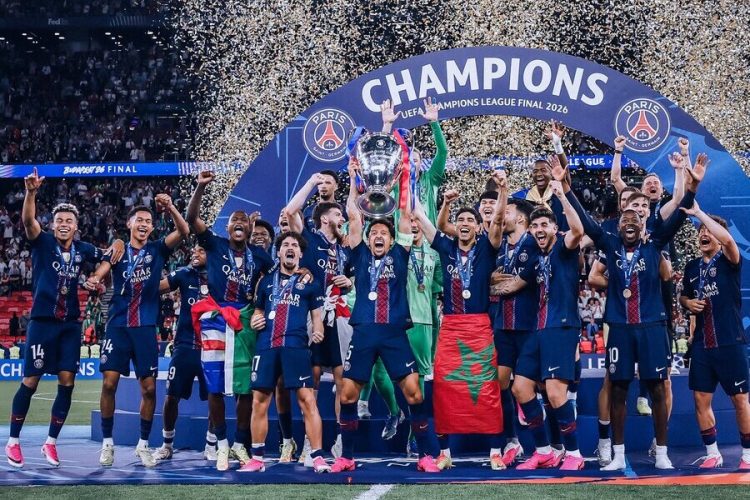 PSG players after UEFA CL final win